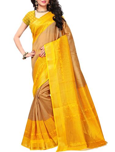 contrast border bhagalpuri saree with blouse - 15616565 - Very Small Image - 1