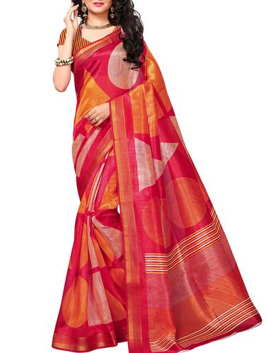 geometrical printed bhagalpuri saree with blouse - 15616566 - Very Small Image - 1