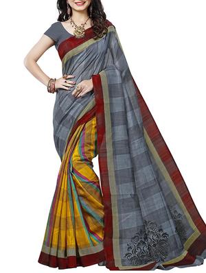 half & half checkered bhagalpuri saree with blouse - 15616575 - Standard Image - 1