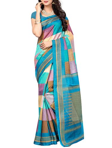 checkered printed bhagalpuri saree with blouse - 15616578 - Very Small Image - 1