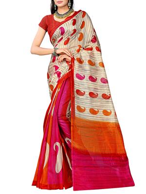 paisley printed bhagalpuri saree with blouse - 15616579 - Standard Image - 1