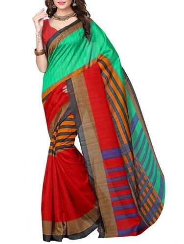 striped printed bhagalpuri saree with blouse - 15616581 - Very Small Image - 1