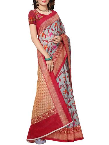 floral printed bhagalpuri saree with blouse - 15616582 - Very Small Image - 1