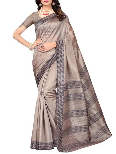 contrast printed border bhagalpuri saree with blouse - 15616590 - Very Small Image - 1