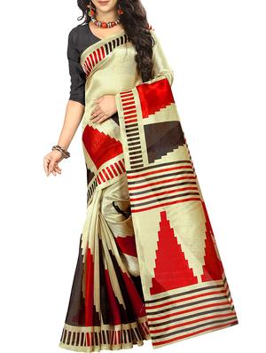 geometrical printed bhagalpuri saree with blouse - 15616597 - Standard Image - 1