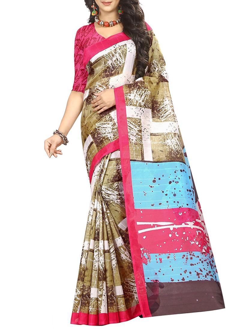 geometrical printed bhagalpuri saree with blouse - 15616598 - Zoom Image - 1