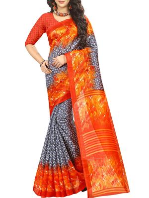 geometrical printed bhagalpuri saree with blouse - 15616602 - Standard Image - 1