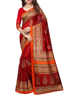 floral border bhagalpuri saree with blouse - 15616607 - Standard Image - 1