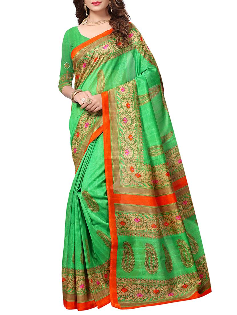floral border bhagalpuri saree with blouse - 15616608 - Zoom Image - 1