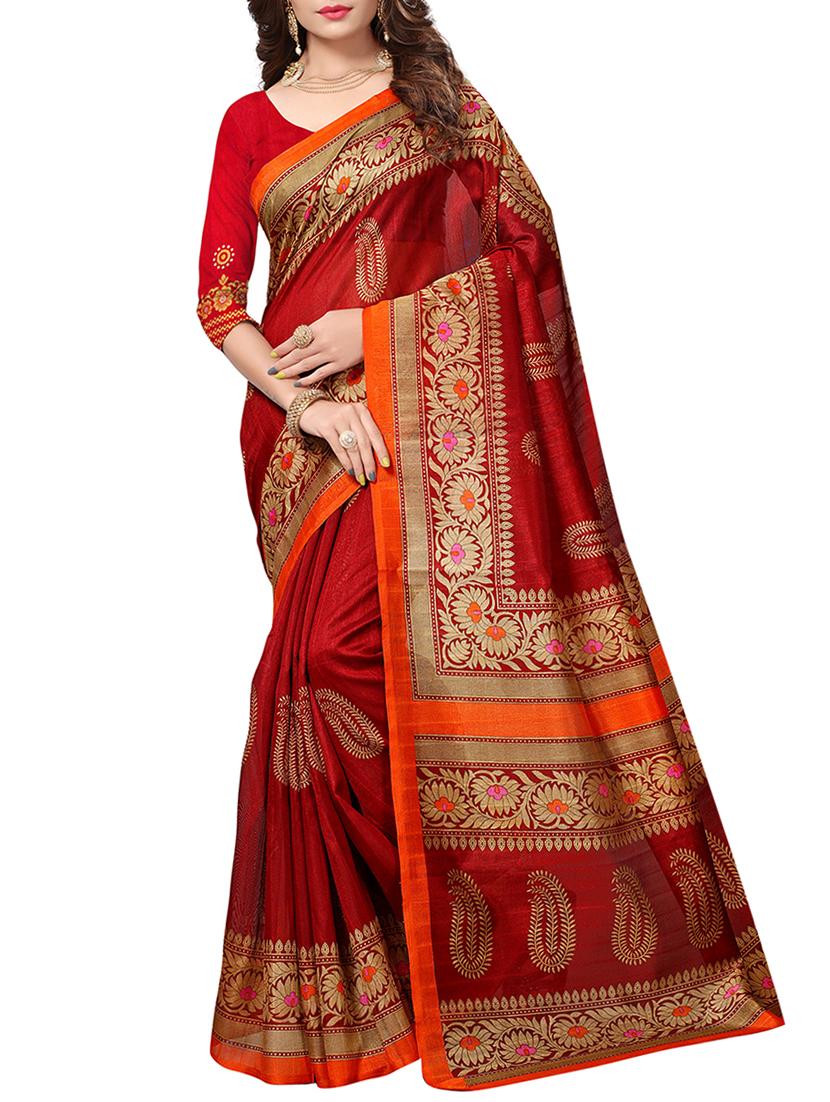 floral border bhagalpuri saree with blouse - 15616609 - Zoom Image - 1