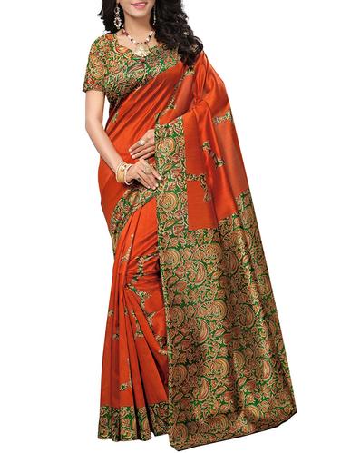 kalamkari printed saree with blouse - 15616612 - Very Small Image - 1