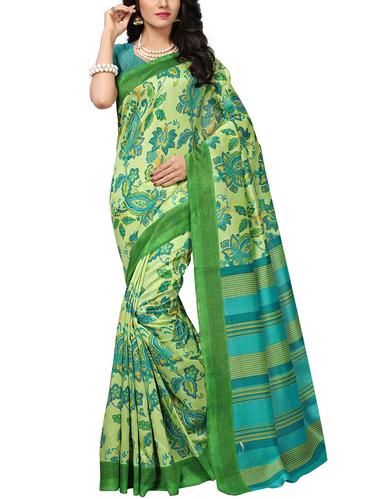 striped pallu kalamkari printed saree with blouse - 15616617 - Very Small Image - 1