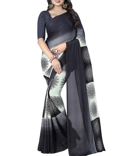 geometrical printed saree with blouse - 15616666 - Very Small Image - 1