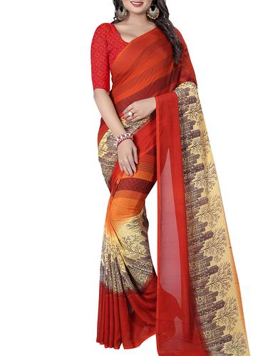 graphic printed saree with blouse - 15616667 - Very Small Image - 1