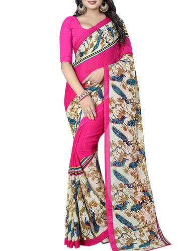 conversational printed saree with blouse - 15616668 - Very Small Image - 1