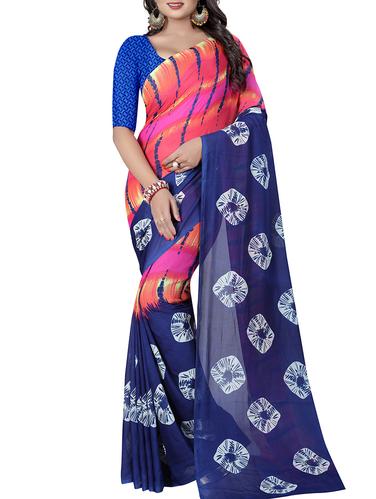 contrast shades shibori saree with blouse - 15616670 - Very Small Image - 1