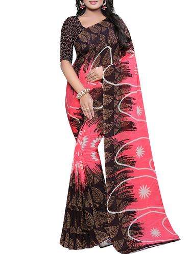 floral printed saree with blouse - 15616675 - Very Small Image - 1