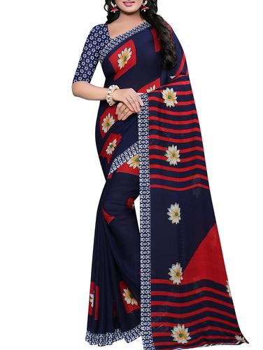 floral printed saree with blouse - 15616678 - Very Small Image - 1