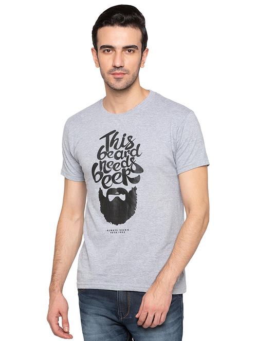 grey cotton chest print tshirt - 15616813 - Standard Image - 1