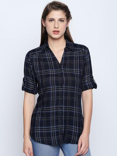 roll tab sleeve checkered shirt - 15616876 - Very Small Image - 1