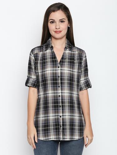 roll tab sleeve checkered shirt - 15616880 - Very Small Image - 1