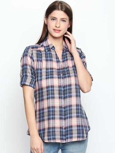 roll tab sleeve checkered shirt - 15616882 - Very Small Image - 1