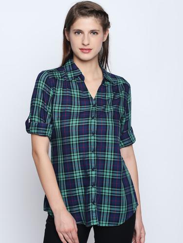 roll tab sleeve plaid shirt - 15616883 - Very Small Image - 1