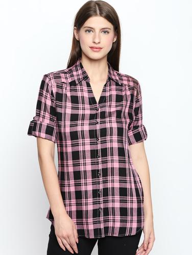 roll tab sleeve plaid shirt - 15616886 - Very Small Image - 1