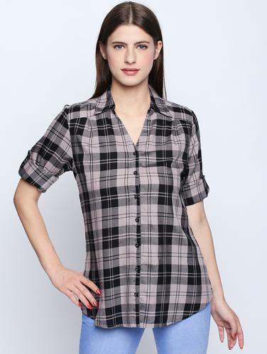 roll tab sleeve checkered shirt - 15616887 - Very Small Image - 1