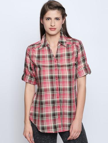 curved hem checkered shirt - 15616888 - Very Small Image - 1
