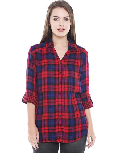 roll up sleeve plaid shirt - 15616894 - Very Small Image - 1