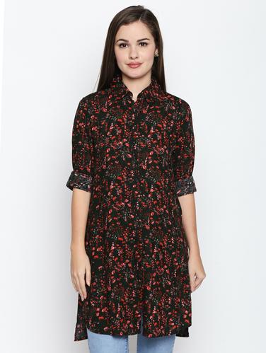 back slit button up tunic - 15616899 - Very Small Image - 1