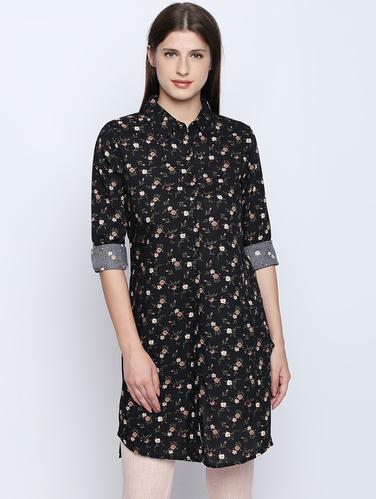 back slit ditsy floral tunic - 15616919 - Very Small Image - 1