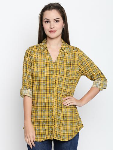 curved hem checkered shirt - 15616920 - Very Small Image - 1