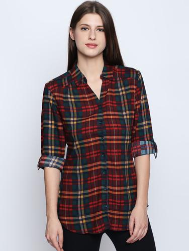 curved hem checkered shirt - 15616921 - Very Small Image - 1