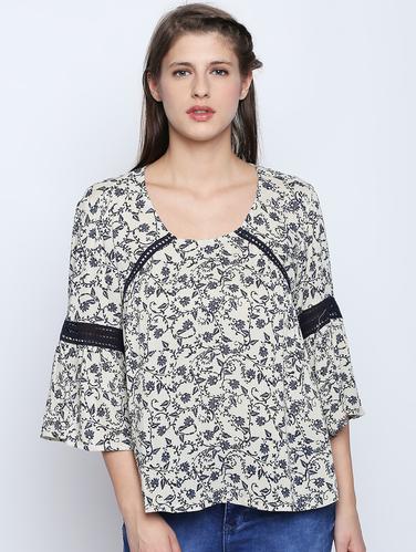 lace detail bell sleeve top - 15616922 - Very Small Image - 1