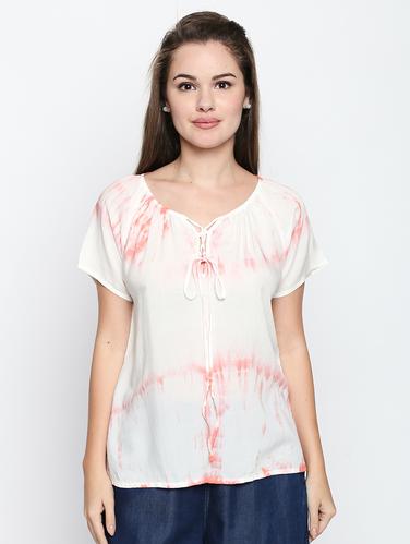 criss cross lace up tie and dye top - 15616924 - Very Small Image - 1