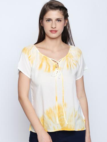 criss cross lace up tie and dye top - 15616925 - Very Small Image - 1