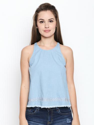 embroidered detail frayed hem top - 15616929 - Very Small Image - 1