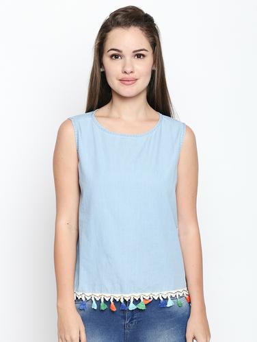 tasseled lace detail hem top - 15616933 - Very Small Image - 1