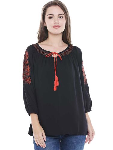 smocking detail embroidered top - 15616937 - Very Small Image - 1