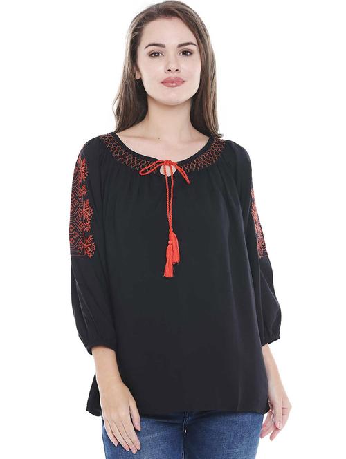 smocking detail embroidered top - 15616937 - Very Small Image - 1