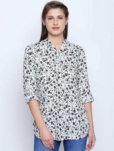 button detail ditsy floral tunic - 15616943 - Very Small Image - 1