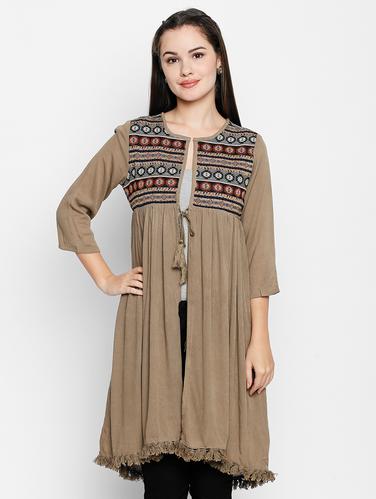 embroidered yoke gathered shrug - 15616945 - Very Small Image - 1