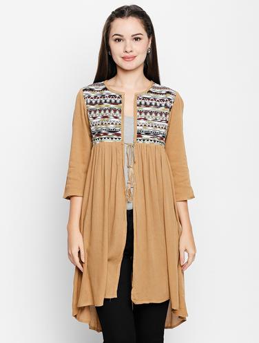 embroidered yoke gathered shrug - 15616946 - Very Small Image - 1