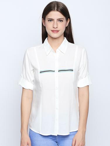 roll tab sleeve contrast strip detail shirt - 15616951 - Very Small Image - 1