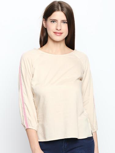 side tape detail raglan sleeved top - 15616954 - Very Small Image - 1