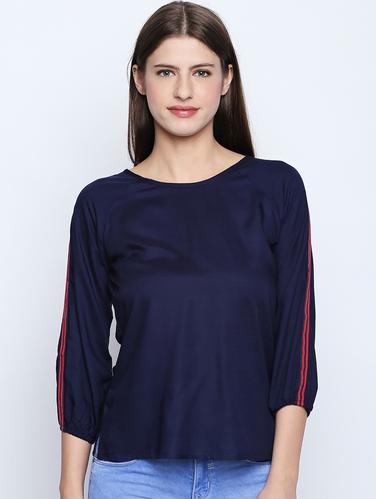 side tape detail raglan sleeved top - 15616955 - Very Small Image - 1
