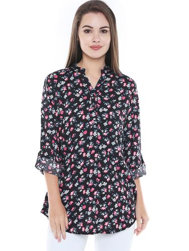 button detail ditsy floral tunic - 15616962 - Very Small Image - 1