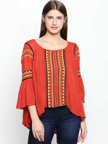 back slit embroidered asymmetric tunic - 15616966 - Very Small Image - 1